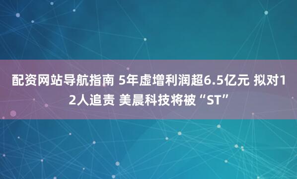 配资网站导航指南 5年虚增利润超6.5亿元 拟对12人追责 美晨科技将被“ST”